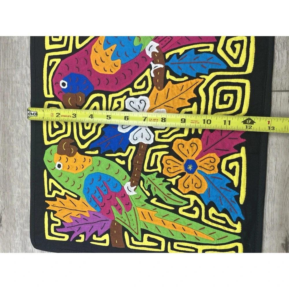 Vintage Mola Kuna Parakeet Birds Tropical Panama Star Folk Art Wall-Art Placemat
